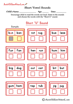short vowels worksheets