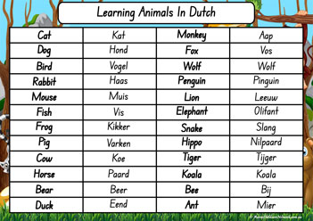 Animals In Different Languages Dutch