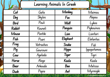 Animals In Different Languages Greek