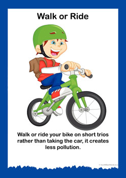 Caring For The Environment Posters 2, walk or ride environment posters