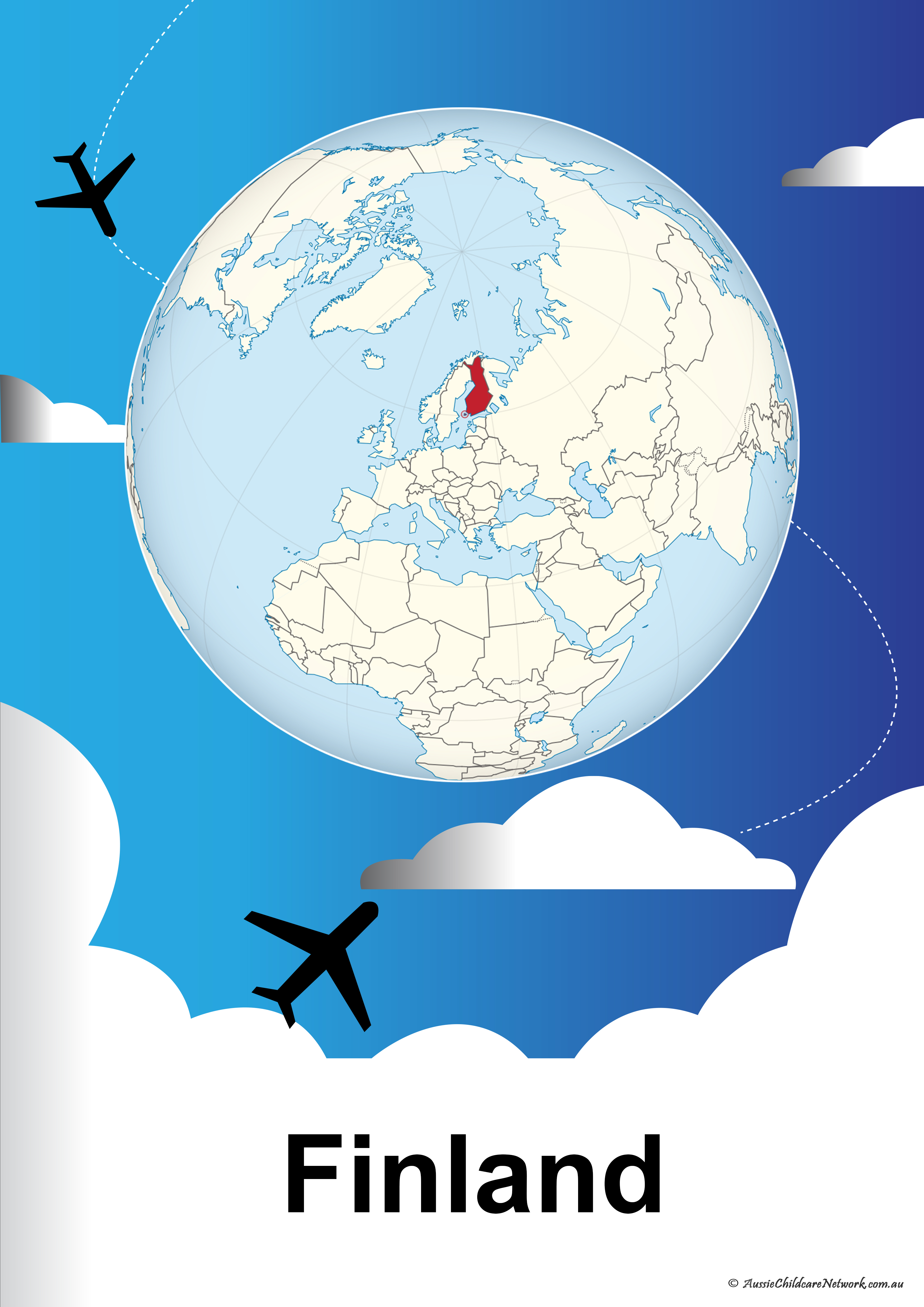 Country Finland On Globe Poster