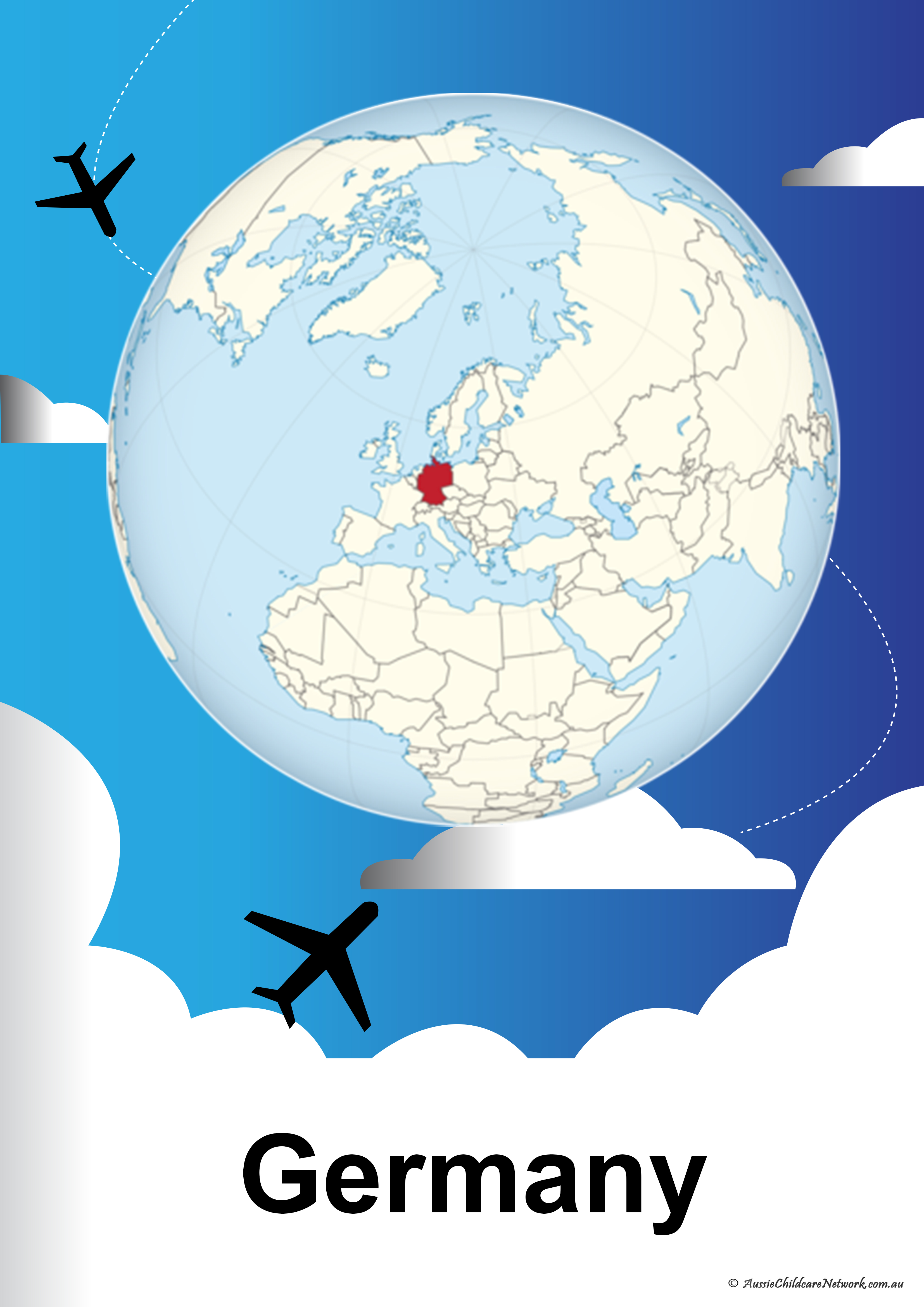 Country Germany On Globe Poster
