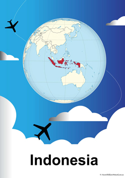 Country Indonesia On Globe Poster