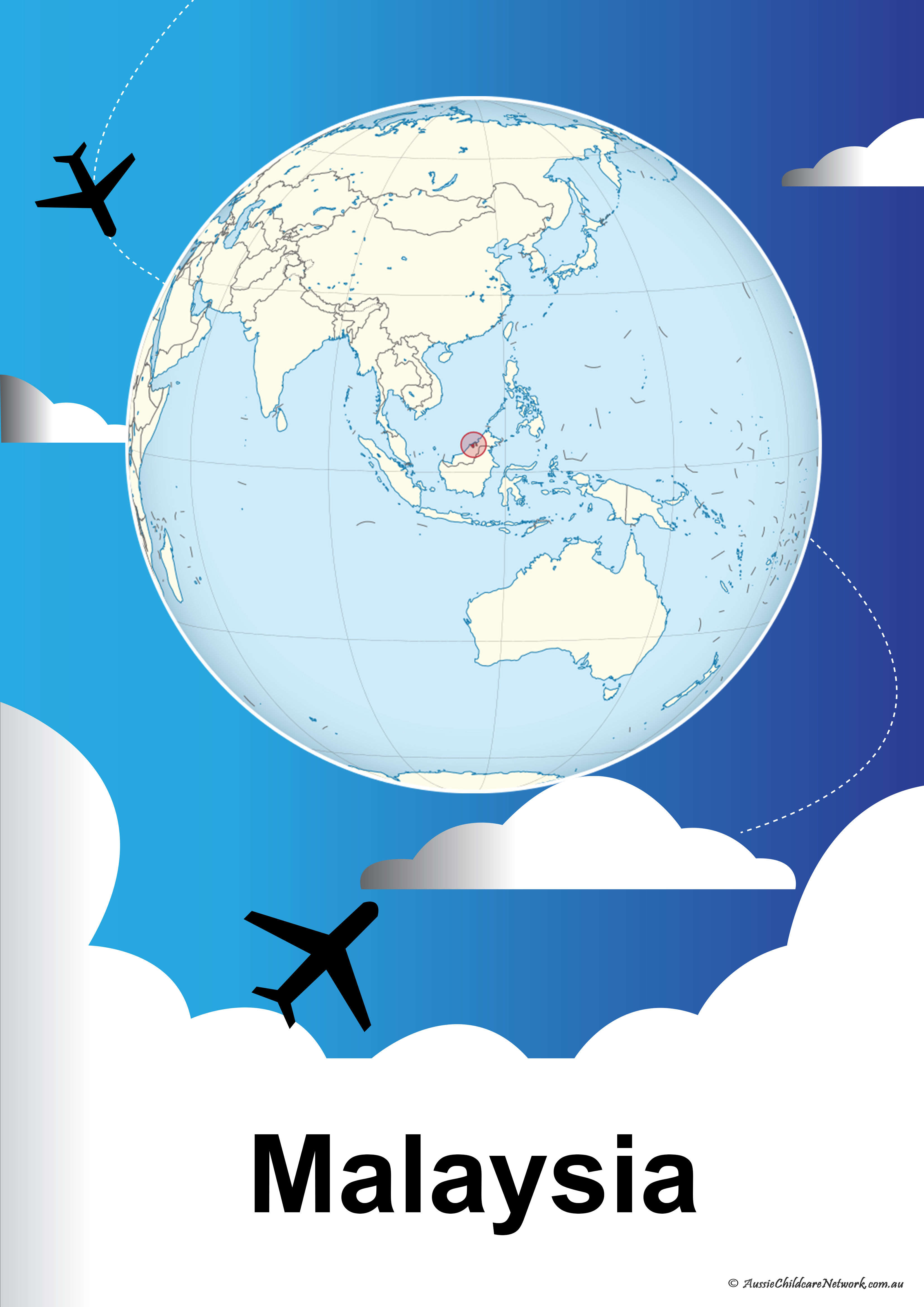 Country Malaysia On Globe Poster