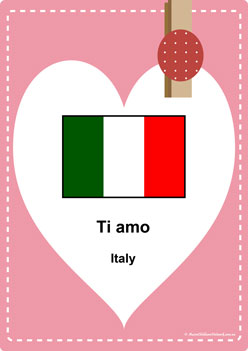 Love You Posters Italy classroom display, I love you in different languages, valentines day love posters for children