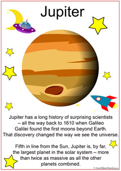 jupiter planet information posters classroom learning display for teachers in daycare and childcare