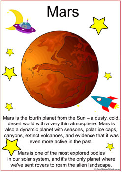 mars planet information posters classroom learning display for teachers in daycare and childcare