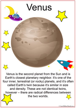 venus planet information posters classroom learning display for teachers in daycare and childcare