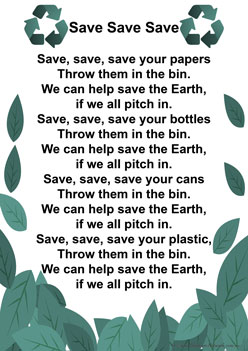 Save Save Save, recycling songs and rhymes for children