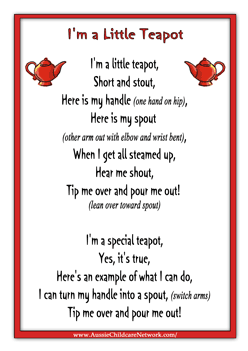 Im a Little Teapot Rhymes Worksheet