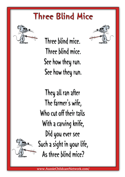 Three Blind Mice Rhyme Worksheets