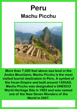 Seven Wonders Poster, information display posters, 7 wonders of the world posters for classroom peru