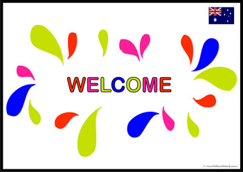 Welcome Australia, welcome posters in different languages, welcome display for kindergarten, learn welcome worksheets
