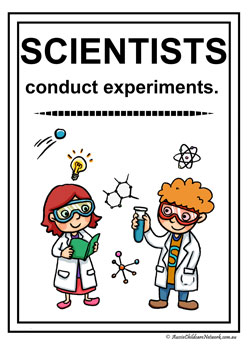 Scientist Poster Display Conducting Experiments 