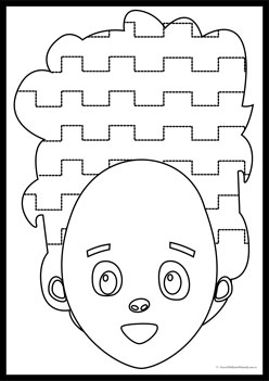 Hairstyle Pattern Tracing 5, pre writing skills printables