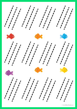 Tracing Lines Worksheets Fish 3, pre-writing lines