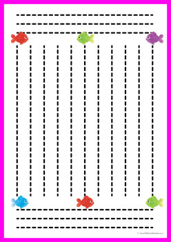 Tracing Lines Worksheets Fish 5, free pre-writing worksheets