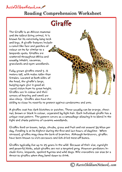 Comprehension Sheets on Animals - Aussie Childcare Network