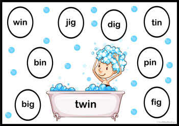Rhyme Bubbles 12, three-letter rhyming words