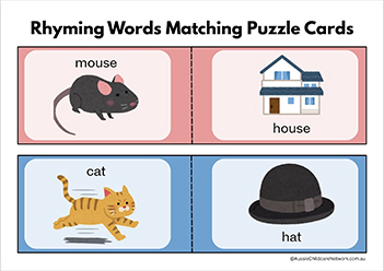 Rhyming Words Matching Puzzle Cards 1