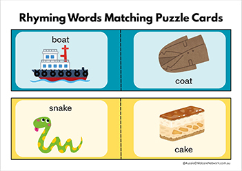 Rhyming Words Matching Puzzle Cards 2