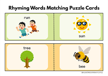 Rhyming Words Matching Puzzle Cards 3