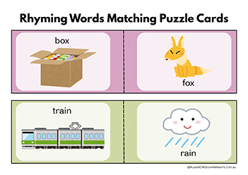 Rhyming Words Matching Puzzle Cards 5