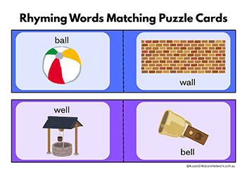Rhyming Words Matching Puzzle Cards 6