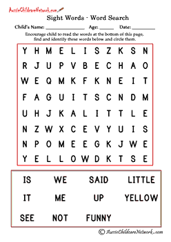 preschool sight words