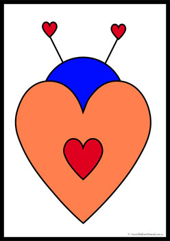 Love Bug Shapes, heart matching shapes, 2d shape worksheet for preschool