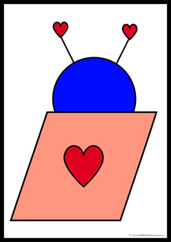 Love Bug Shapes parallelogram matching shapes, 2d shape worksheet for preschool