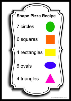 My Shape Pizza Set3, shape pizza worksheet, counting shapes, menu shape pizza, learning shapes and numbers for preschoolers