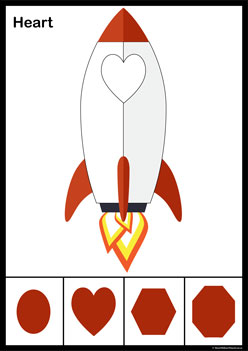 Rocket Shadow Match Heart, shapes activities