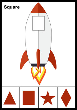 Rocket Shadow Match Square, shapes for kindergarten