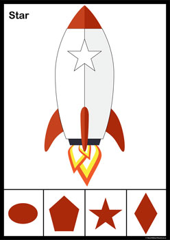 Rocket Shadow Match Star, shapes activities