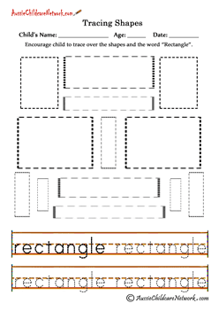tracing shapes worksheets RECTANGLES