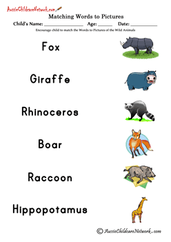sight word games Wild Animals