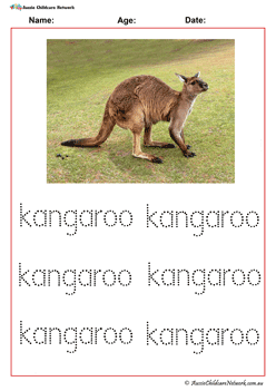 Tracing Kangaroo Worksheet