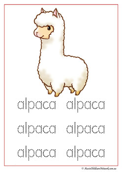 Farm Animal Vocabulary Alpaca