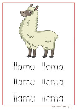 Farm Animal Vocabulary Llama