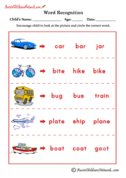 word recognition Vehicles