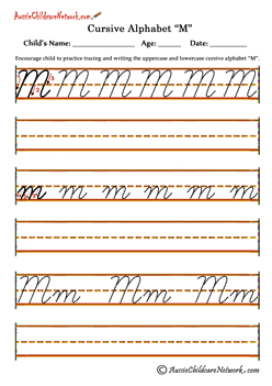 cursive handwriting practice sheets Mm