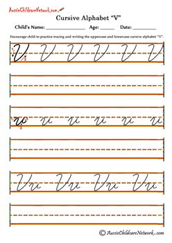 alphabet tracing sheets Vv