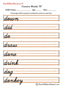 how to write cursive words D d
