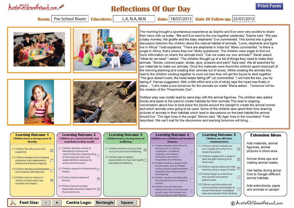 Critical Reflection In Childcare Sample