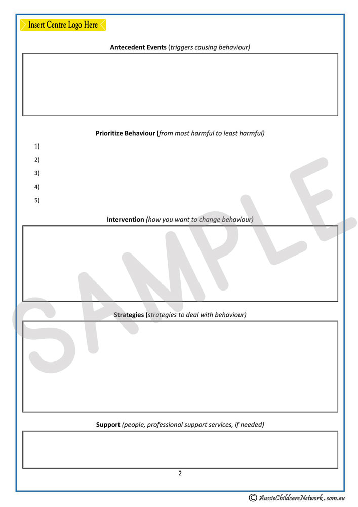 Behaviour Management Plan Aussie Childcare Network