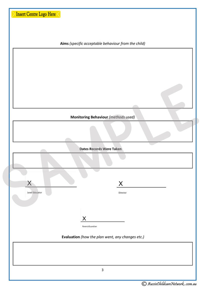 Behaviour Management Plan Aussie Childcare Network