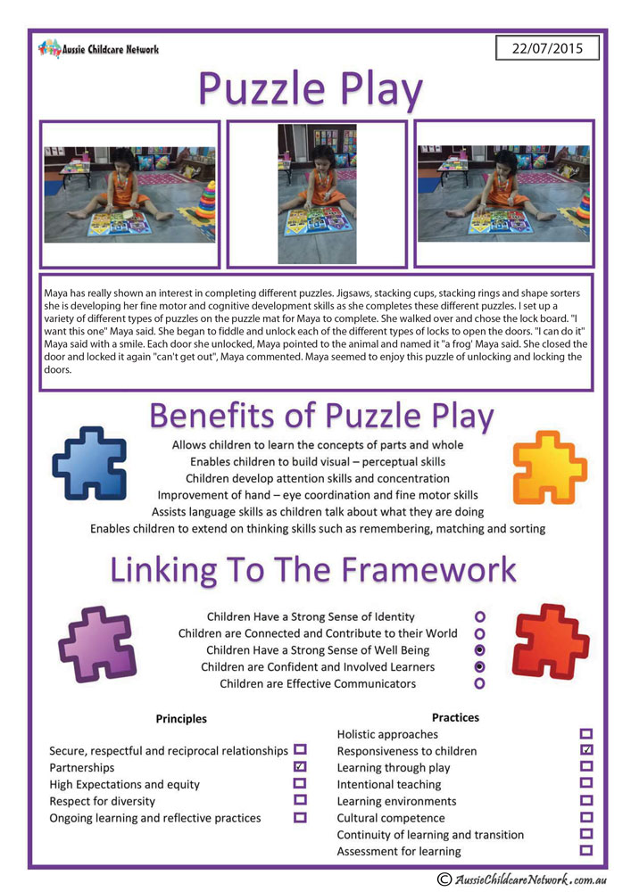 Interest Area Puzzle Play Aussie Childcare Network