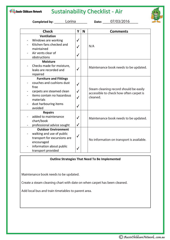 Sustainability Checklist Template