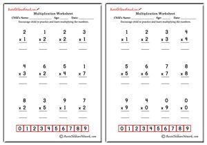 Single Digit Simple Multiplication Worksheets